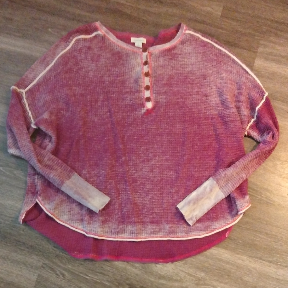 SUNDANCE- Ombre Purple Waffle Knit Oversized Shirt Size L